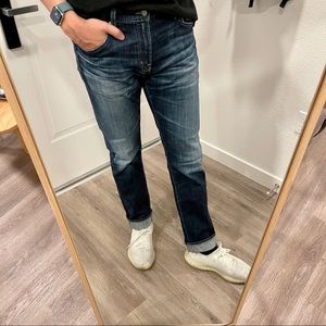 AG Matchbox Slim Straight Faded Dark Blue Jeans